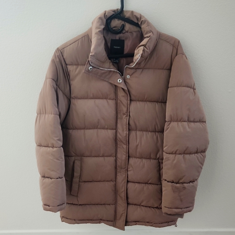 Forever 21 Women's Tan Puffer Jacket
